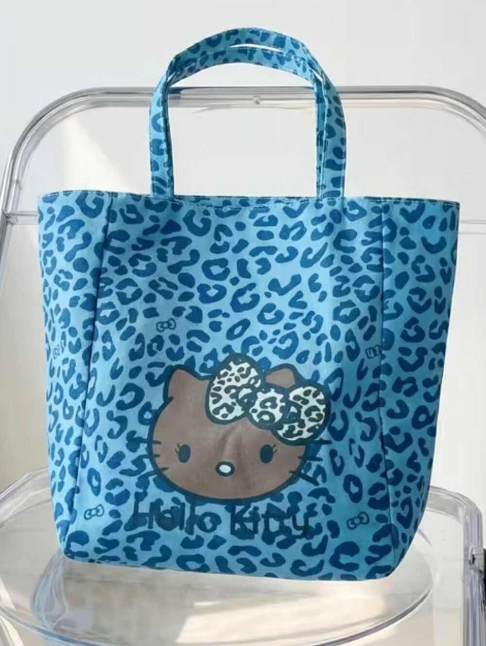 Hello Kitty Blue Leopard Shoulder Tote Bag